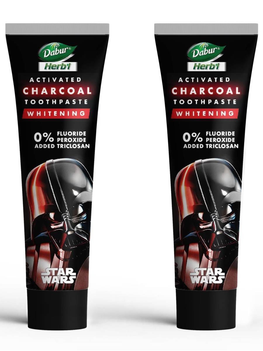 uk71ju-718akL.jpg Dabur Herb'l Activated Charcoal & Mint Toothpaste - Star Wars Pack (Black Gel)- 240g (120gx2) Combo Pack | For Whitening | Fluoride Free Toothpaste | Fights Plaque & Extrinsic Stains - Fast UK Delivery - Image 1