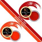 KINDED Lip Eye and Cheek Tint Combo for Women Girls Longlasting Moisturizing Nourishing Pigmented Lip Colour Lipstick Balm Eyeshadow Blush (Creamy Matte Finish, Retro Red & Coral Orange, 8 gm each) - Fast UK Delivery