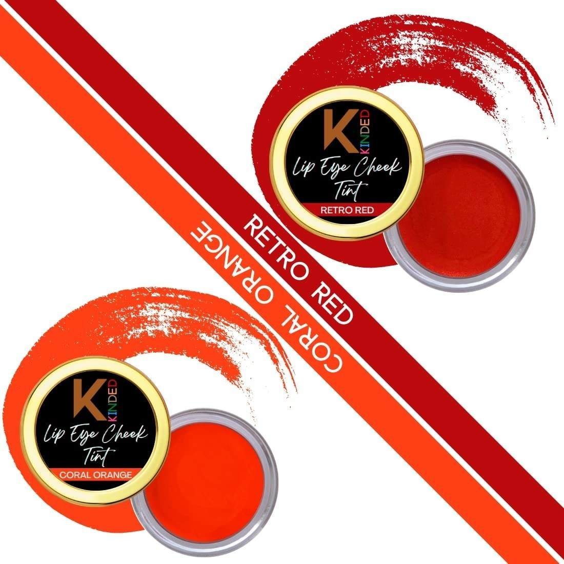 uk71kGs3a04L-1.jpg KINDED Lip Eye and Cheek Tint Combo for Women Girls Longlasting Moisturizing Nourishing Pigmented Lip Colour Lipstick Balm Eyeshadow Blush (Creamy Matte Finish, Retro Red & Coral Orange, 8 gm each) - Fast UK Delivery - Image 1