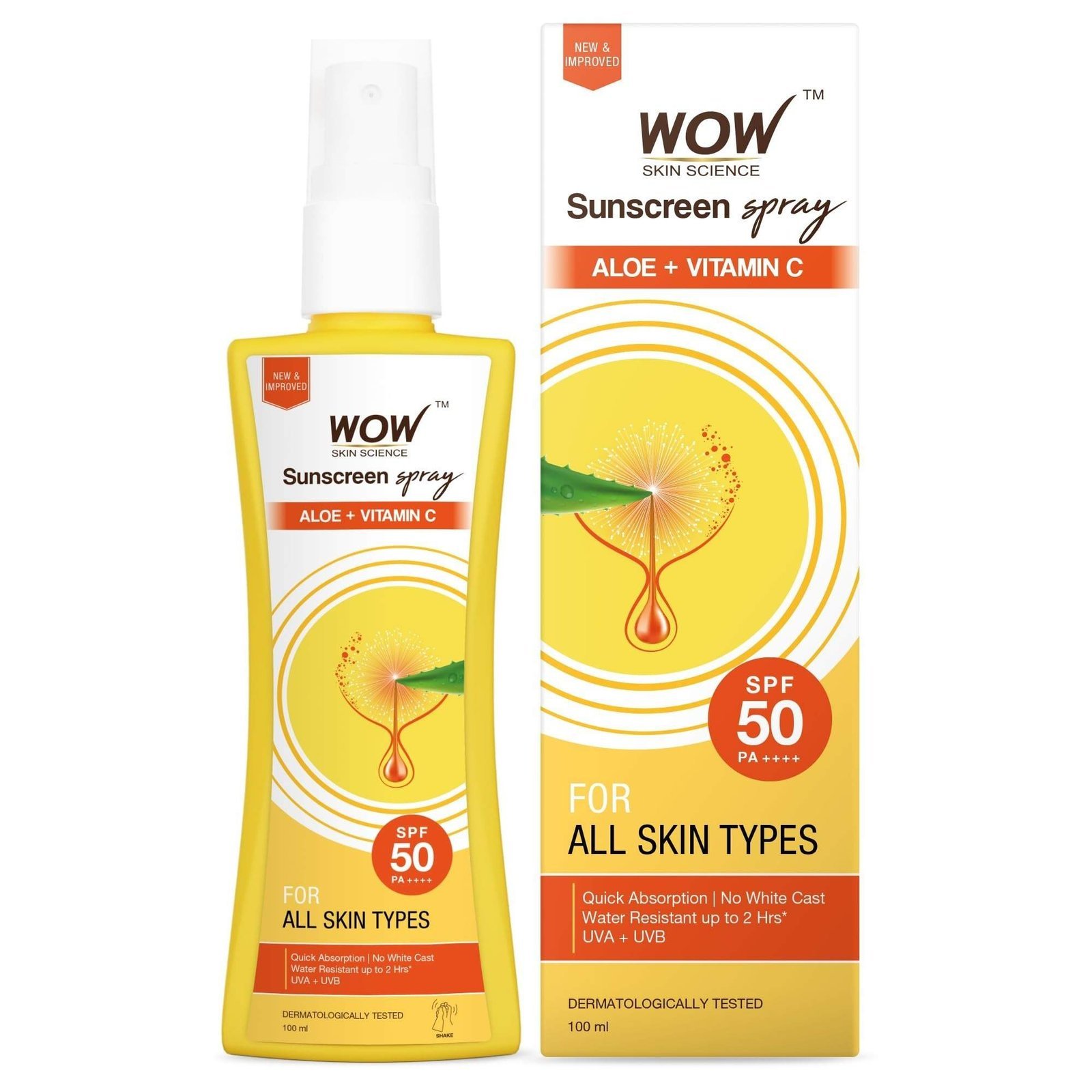 uk71kVNHgpNTL-1-1.jpg WOW Skin Science Sunscreen Spray | For All Skin Types| SPF 50 PA++++ | Brightens Skin | With Aloe Vera & Vitamin C| Lightweight | Quick Absorbing | UVA & UVB Protection | 100mL - Fast UK Delivery - Image 1