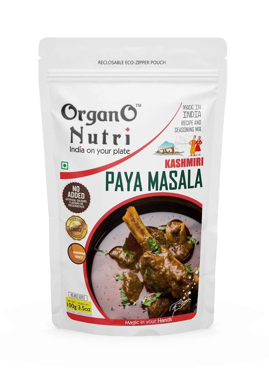 uk71kjhQTXEdL-1.jpg OrganoNutri Kashmiri Paaya Masala | 100g | Reclosable Eco-Zipper Pouch - Fast UK Delivery - Image 1