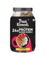 True Elements Protein Muesli 1kg - 24g Clean Protein | With 15% Millets, Almonds, Seeds & Black Currant | High Protein Breakfast Cereal | 100% Wholegrain Muesli - Fast UK Delivery