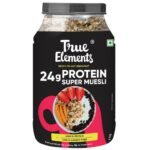 True Elements Protein Muesli 1kg - 24g Clean Protein | With 15% Millets, Almonds, Seeds & Black Currant | High Protein Breakfast Cereal | 100% Wholegrain Muesli - Fast UK Delivery