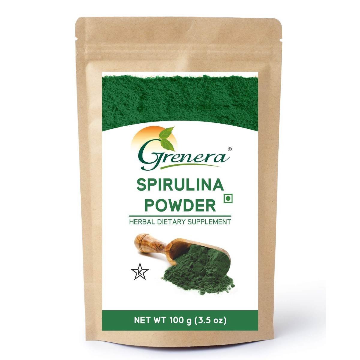 uk71l109YD00L-1.jpg Grenera Spirulina Powder, Rich in Protein, Vitamins, Minerals, Gluten Free, Vegan, Non GMO, 100 grams - Fast UK Delivery - Image 1