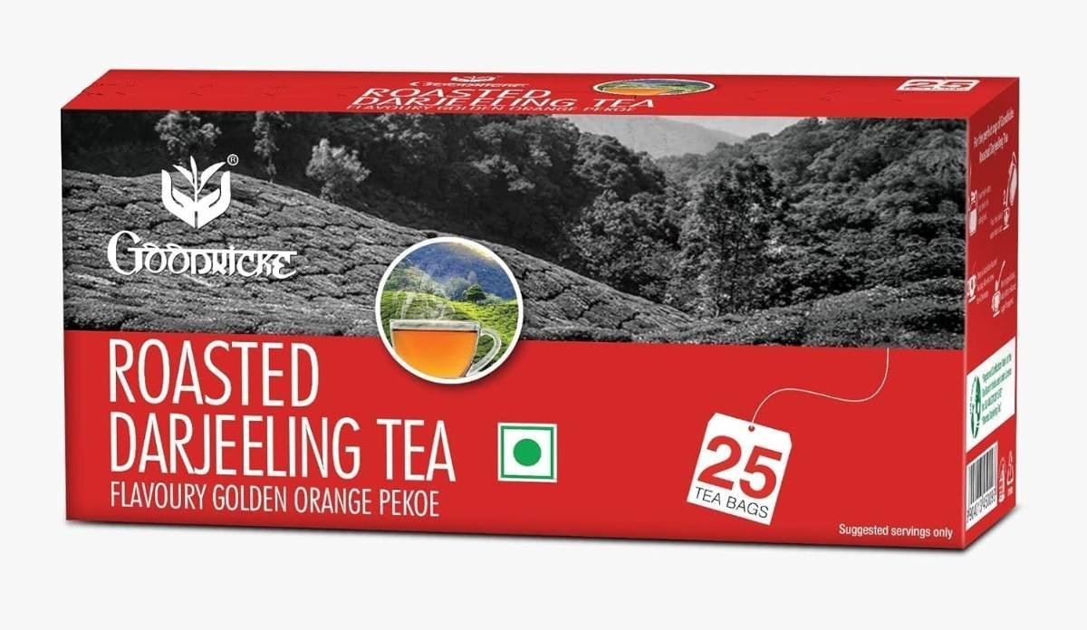 uk71lm9R5MjKL-1.jpg GOODRICKE Roasted Darjeeling Tea Bags - 25 TeaBags (Pack of 1) | 100% Pure & Original Long Leaf Chai | Flavoury Golden Orange Pekoe | Premium Black Tea with Rich Taste & Flavor - Fast UK Delivery - Image 1