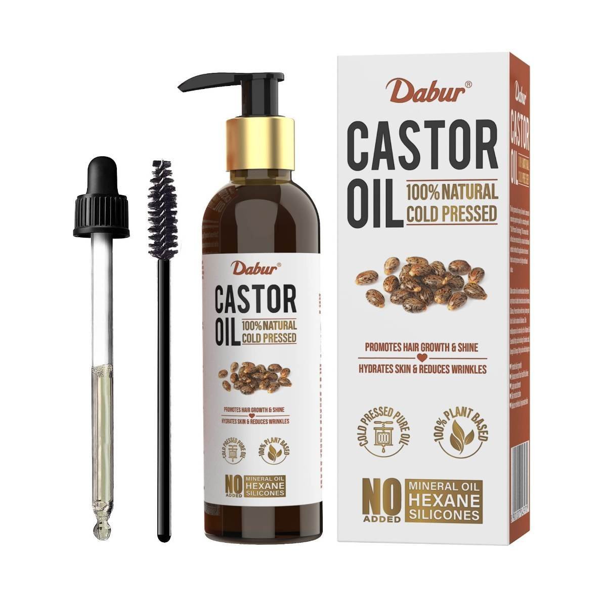 uk71lt7wHjFmL.jpg Dabur Castor Oil - 200ml | 100% Natural Cold Pressed Oil | Promotes Hair Growth, Hydrates Skin & Reduces Wrinkles | No Mineral Oil & Silicones - Fast UK Delivery - Image 1