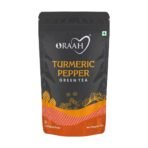 Oraah Turmeric Pepper Herbal Tea- 100gms | 100% Natural Ingredients | Health Benefits of Active Turmeric + Pepper + Cardamom + Cloves | Low Caffeine Herbal Detox Tea Blend | Anti-Inflammatory - Fast UK Delivery
