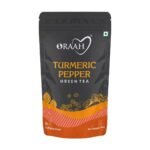 Oraah Turmeric Pepper Herbal Tea- 100gms | 100% Natural Ingredients | Health Benefits of Active Turmeric + Pepper + Cardamom + Cloves | Low Caffeine Herbal Detox Tea Blend | Anti-Inflammatory - Fast UK Delivery