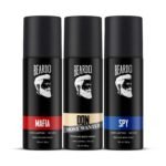 Beardo Deodorant Perfume Body Spray Set For Men (120ml x 3) | Spy Deo Aromatic Fresh Scent | Mafia Oriental Woody Notes | Don Most Wanted Citrus Musk Fragrance | Christmas gift for men | Gift For Friends | Gift for Men - Fast UK Delivery