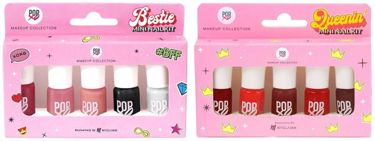 uk71nDehpQiL-1.jpg MyGlamm POPxo Makeup - Mini Nail Kit - Bestie - 15ml (Set of 5) Glossy Nail Polish POPxo Makeup Collection -Mini Nail Kit-Queenin' Glossy Finish-5X3ml - Fast UK Delivery - Image 1