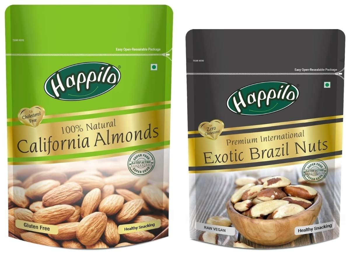 uk71nP36OF4ML-1-1.jpg Happilo Premium International Exotic Brazil Nuts 150g Amazon/Brazilian Nut without Shell, 150 g (Pack of 1) & Happilo 100% Natural Premium California Almonds 200 g - Fast UK Delivery - Image 1