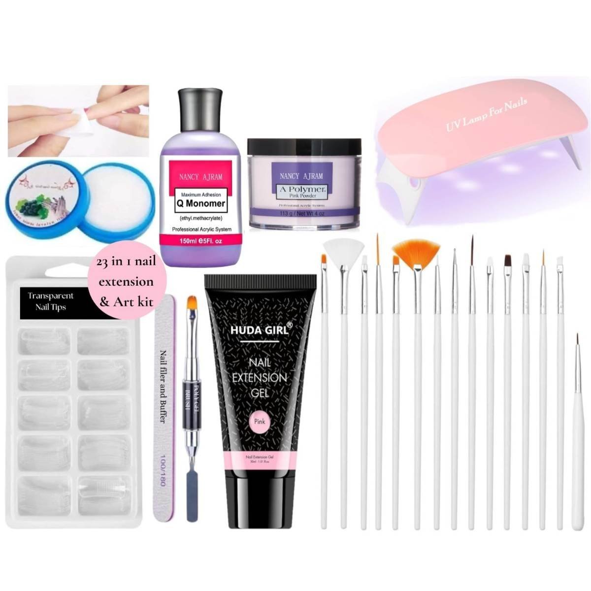 uk71npOV-VFTL-1-1.jpg HUDA GIRL 23-in-1 Poly Nail Extension Gel Kit: Ultimate Builder Gel Set for Vibrant, Multicolor Nail Art Designs - Fast UK Delivery - Image 1