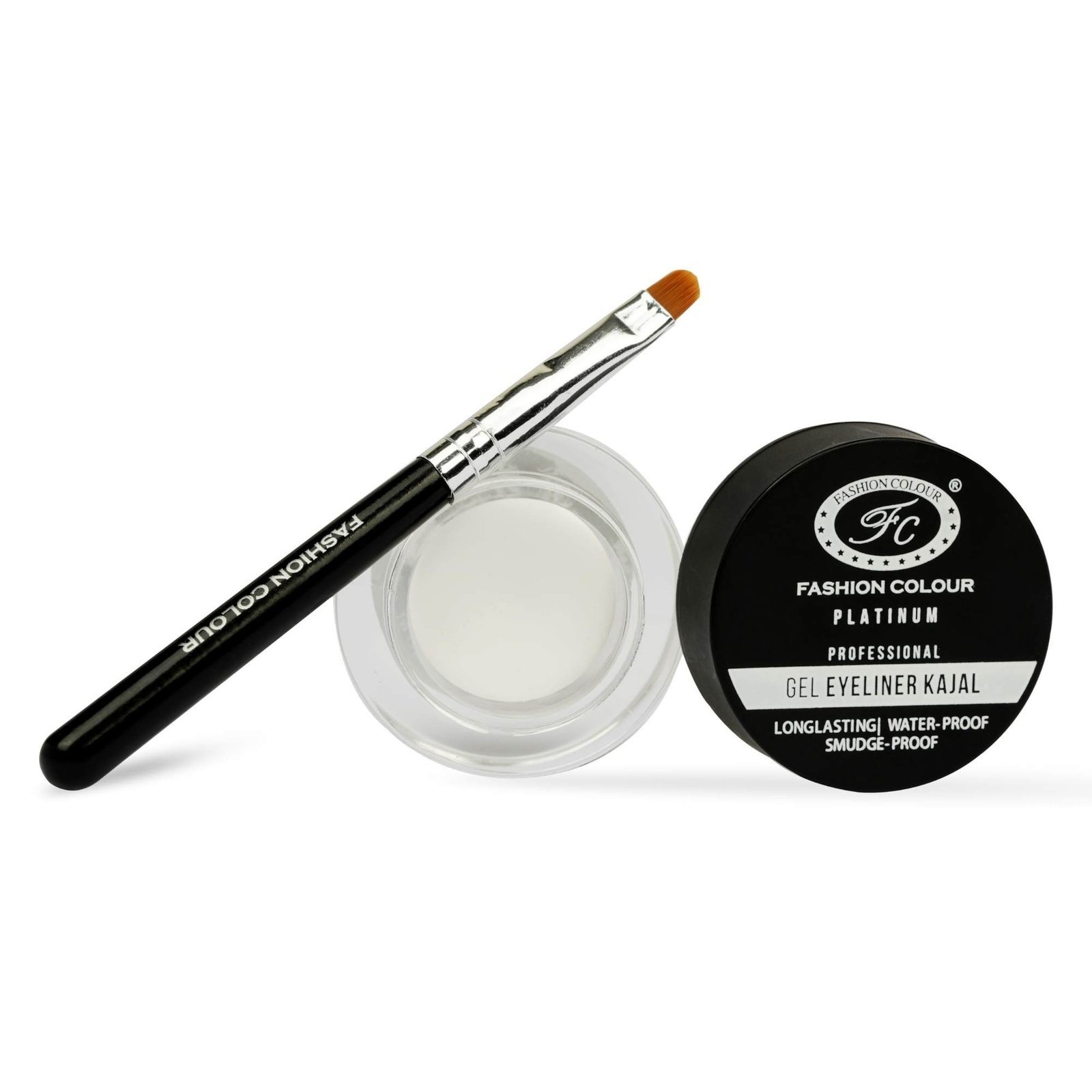 uk71nzAgABEqL-1-1.jpg Fashion Colour Gel Kajal and Eyeliner Waterproof With Brush | Kajal and Eyeliner Combo | Smudge free Kajal White Waterproof | Eyeliner & Gel Eyeliner 2 In 1 With Brush | Pigmented Kajal | 6g (White) - Fast UK Delivery - Image 1