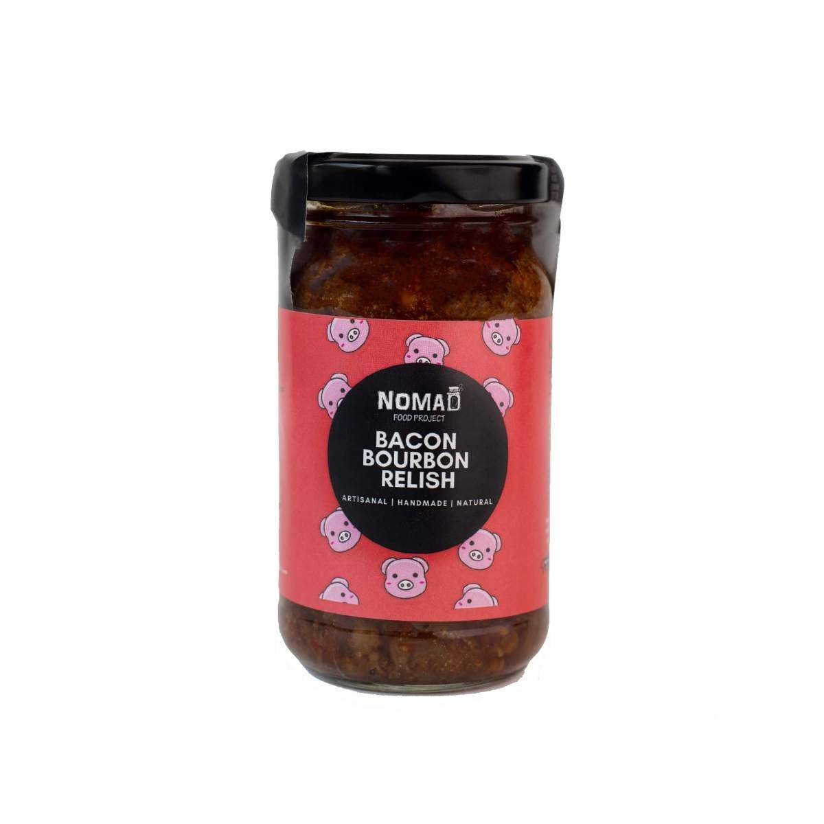 uk71oBupfPJOL-1.jpg Nomad Food Project | Bacon Bourbon Relish | 200gm | Use with Eggs, sandwiches, pasta, pizza, chips | Hickory Smoked Bacon | Ready to Eat - Fast UK Delivery - Image 1