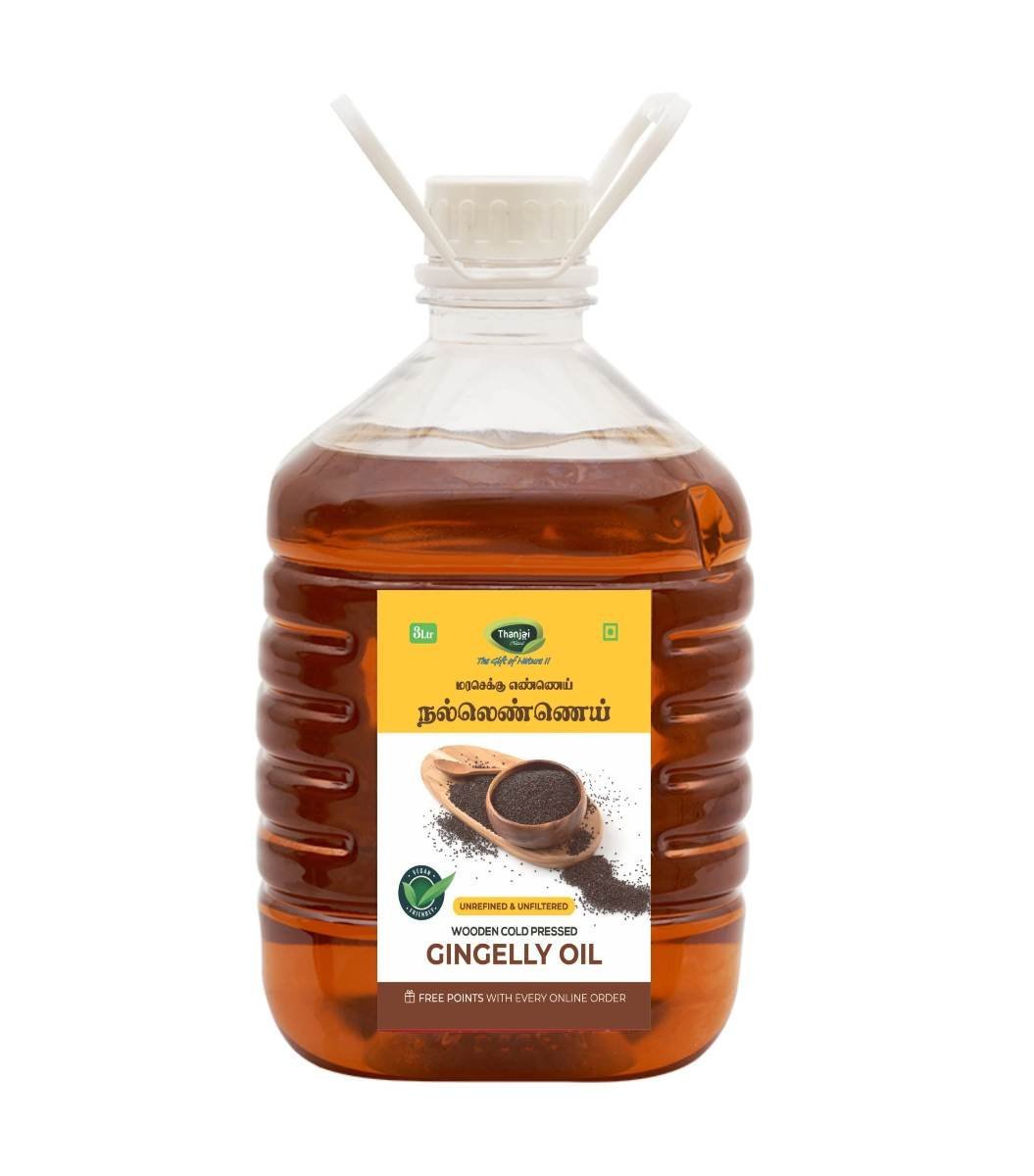 uk71oGKwbuAlL-1.jpg Thanjai Natural 3 litres Gingelly Oil/Natural Sesame Oil Organic Unrefined Wooden Cold Pressed Gingelly Oil/Natural Sesame Oil for Cooking- Heart Health + Cholesterol Free + No Preservatives - Fast UK Delivery - Image 1