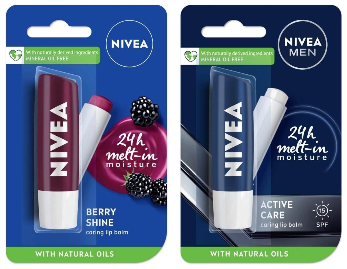 uk71obP1GOCtL-1-1.jpg NIVEA Men Lip Care, Active Care Lip Balm, SPF 15 And NIVEA Lip Balm, Fruity Blackberry Shine,4.8 g (Pack of 2) - Fast UK Delivery - Image 1