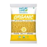 Natureland Organics Moong Dal Yellow/Split Washed 500 Gm - Organic Healthy Pulses - Fast UK Delivery