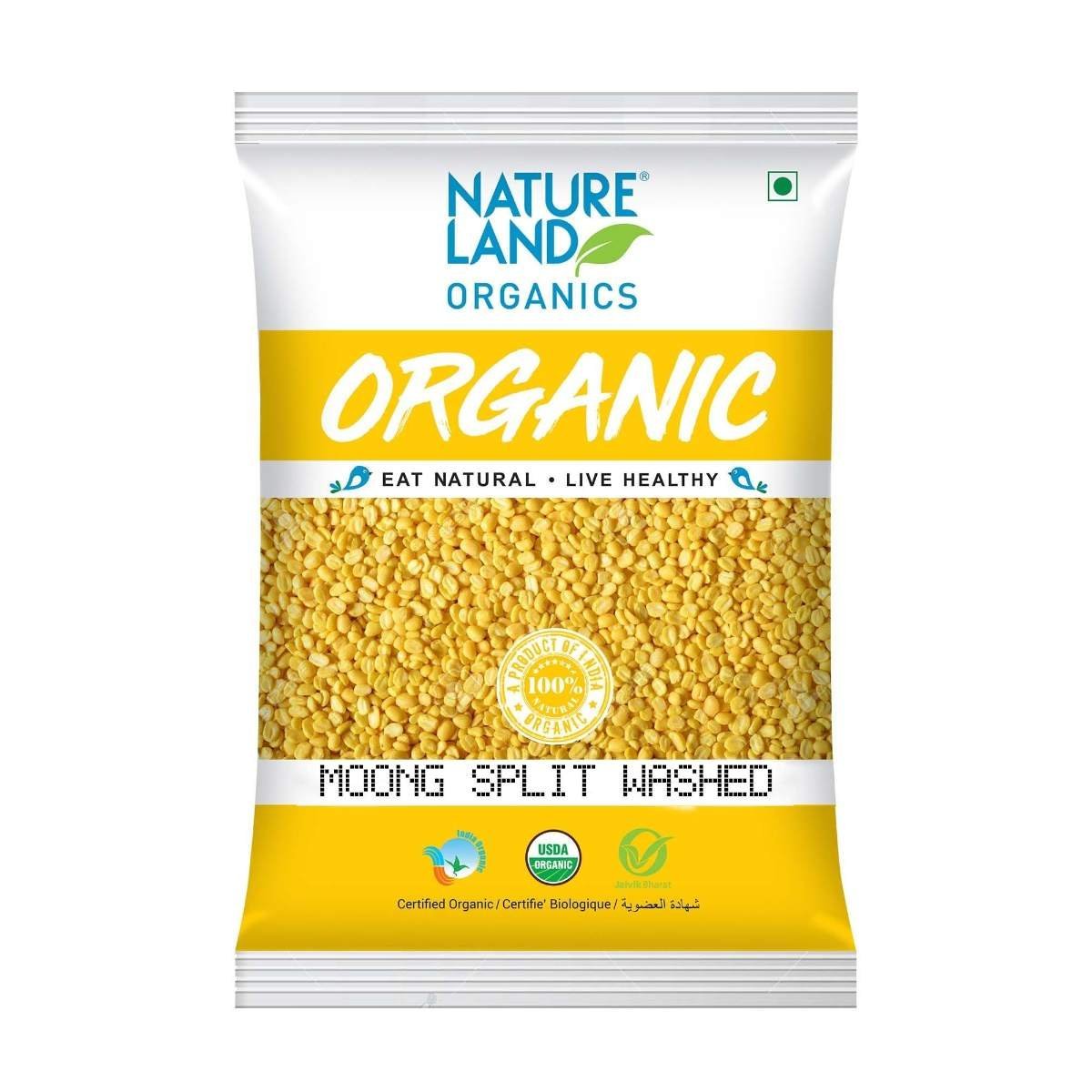 uk71ozzkC9lSL-1.jpg Natureland Organics Moong Dal Yellow/Split Washed 500 Gm - Organic Healthy Pulses - Fast UK Delivery - Image 1