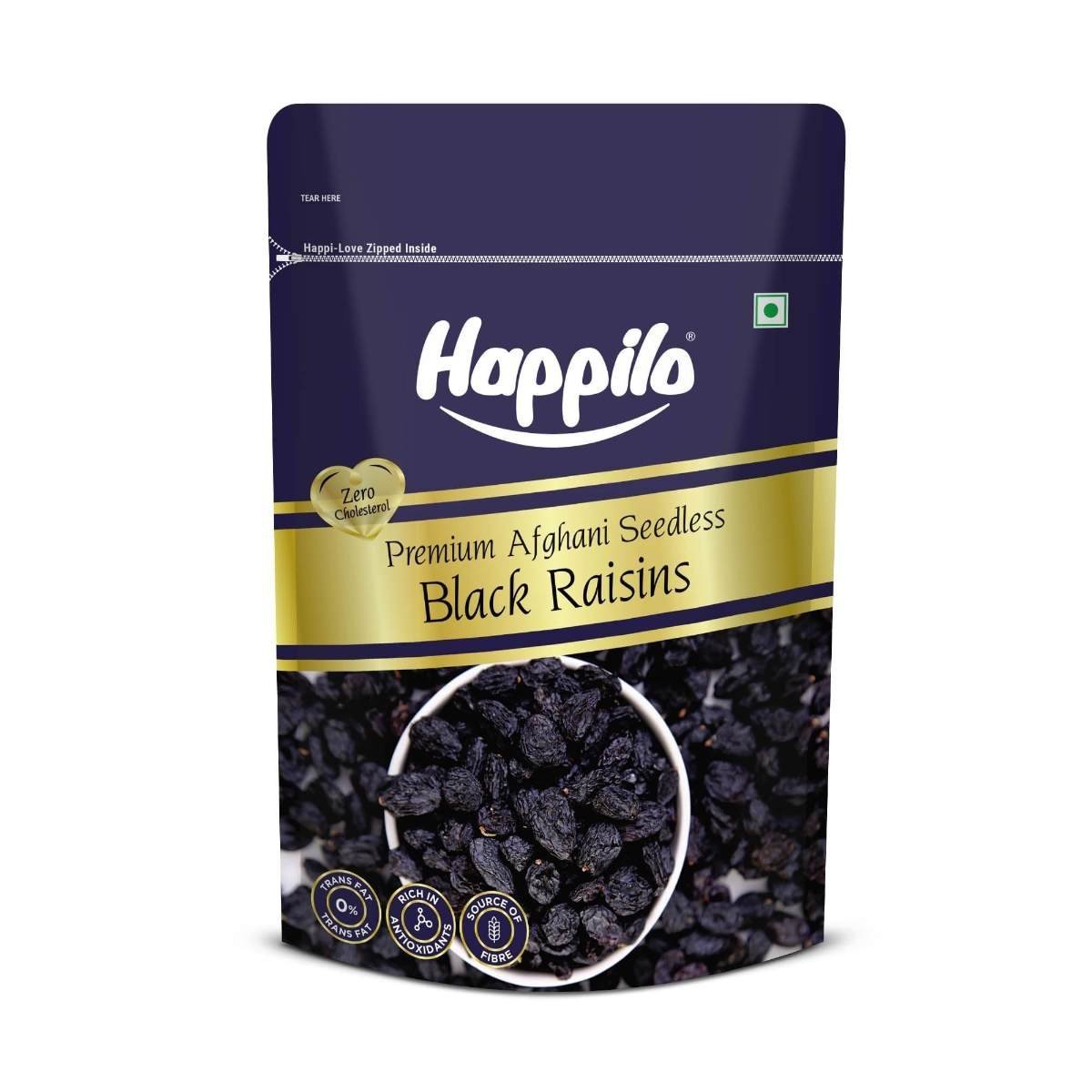 uk71pOeIiUGZL-1-1.jpg Happilo Premium Afghani Seedless Black Raisins, 250g - Fast UK Delivery - Image 1