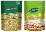 Happilo 100% Natural Premium California Dried Almonds 500g Pack Pouch & Happilo Premium Seedless Green Raisins 500g Value Pack | Kishmish | Nutritious| Rich in Iron & Vitamin B - Fast UK Delivery