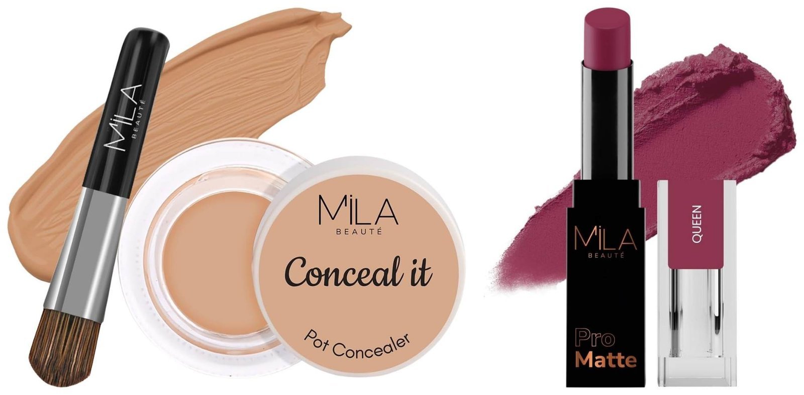 uk71pR5dRbP9L-1-1.jpg MILA Beaute Pro Matte Lipstick | Creamy Matte Lipstick | Shade - Queen, 4.2g Conceal It Pot Concealer For Face Makeup | Shade - (Hazelnut, 4g) - Fast UK Delivery - Image 1