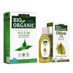 INDUS VALLEY Neem Leaf Powder | Organic Azadirachta indica 100% Pure, Organic and Natural With Extra Virgin Olive Oil For Skin & Hair Care & Massage (100g+ 100ml) - Fast UK Delivery
