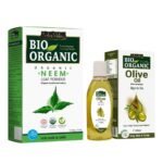 INDUS VALLEY Neem Leaf Powder | Organic Azadirachta indica 100% Pure, Organic and Natural With Extra Virgin Olive Oil For Skin & Hair Care & Massage (100g+ 100ml) - Fast UK Delivery