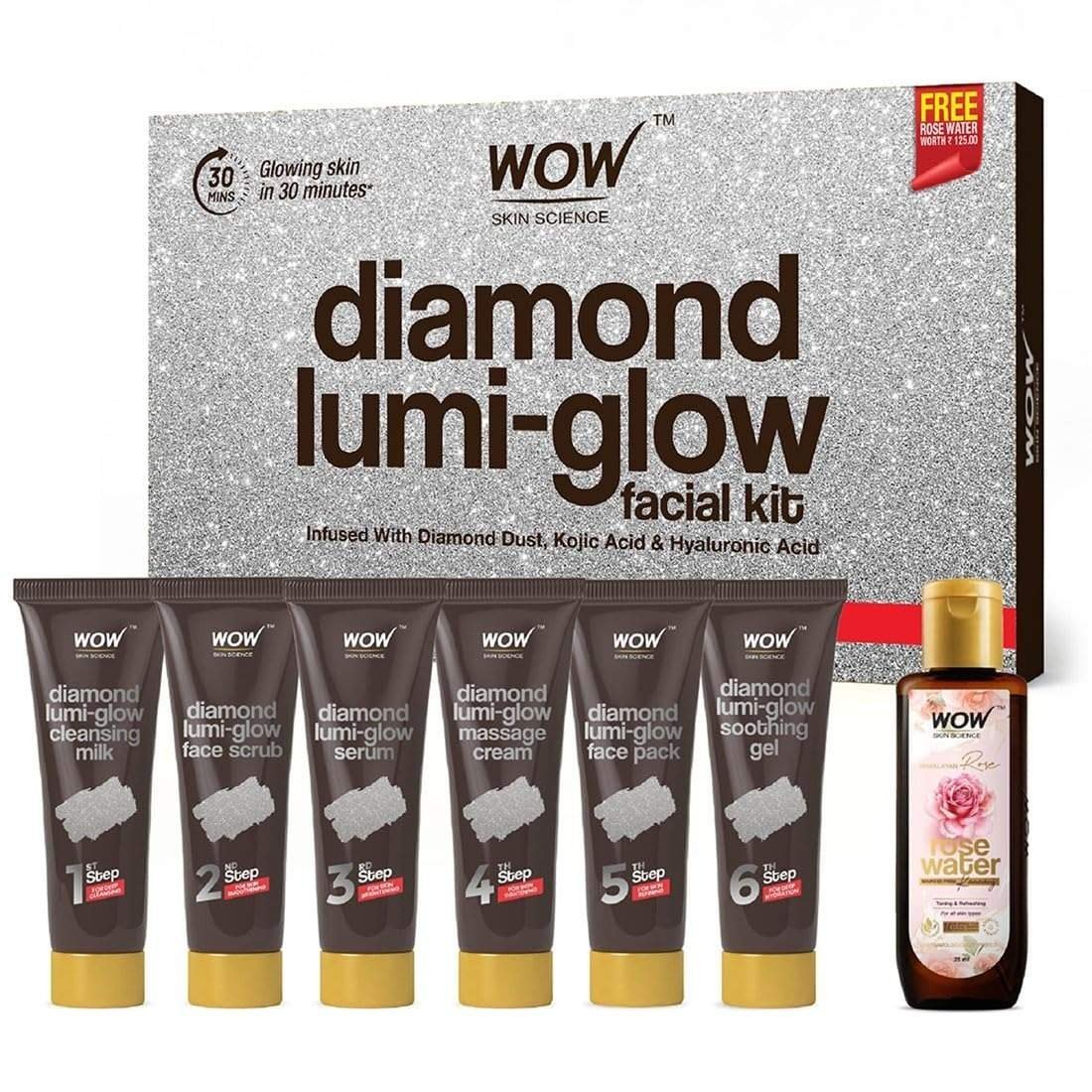uk71q5wkdNHwL-1-1.jpg WOW Skin Science Diamond Facial Kit For Polished Skin | Made With Activated Naturals | Salon Like Facial At Home | For Radiant Skin | 85ml - Fast UK Delivery - Image 1