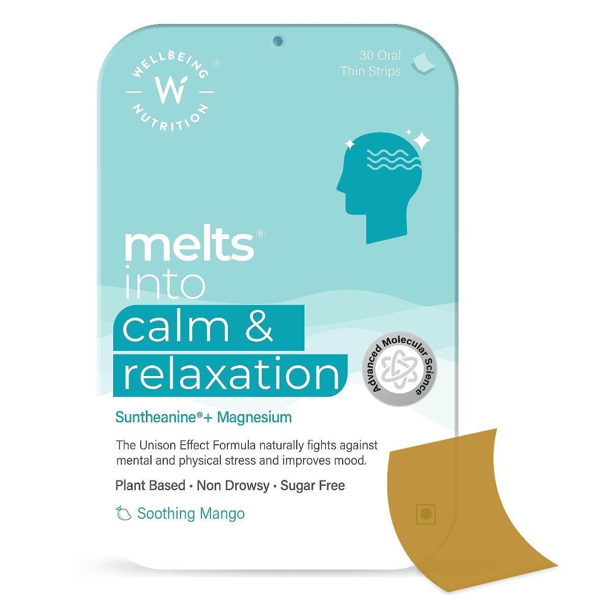 uk71qNQq6ObEL-1.jpg Wellbeing Nutrition Melts Calm & Relaxation | Suntheanine L-theanine, Magnesium & Chamomile - Natural Stress & Anxiety Relief to Uplift Mood and Reduce Cortisol (30 Oral Strips) - Image 1