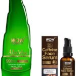 WOW Skin Science Caffeine Face Serum - Quick Absorbing - OIL FREE - Anti-Aging & WOW Skin Science 99% Pure Aloe Vera Gel for Face Combo - Fast UK Delivery