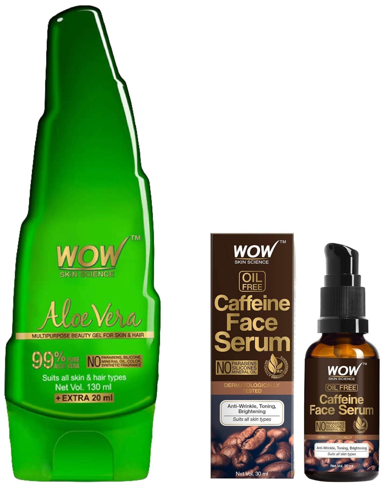uk71qgpZzQrNL-1-1.jpg WOW Skin Science Caffeine Face Serum - Quick Absorbing - OIL FREE - Anti-Aging & WOW Skin Science 99% Pure Aloe Vera Gel for Face Combo - Fast UK Delivery - Image 1