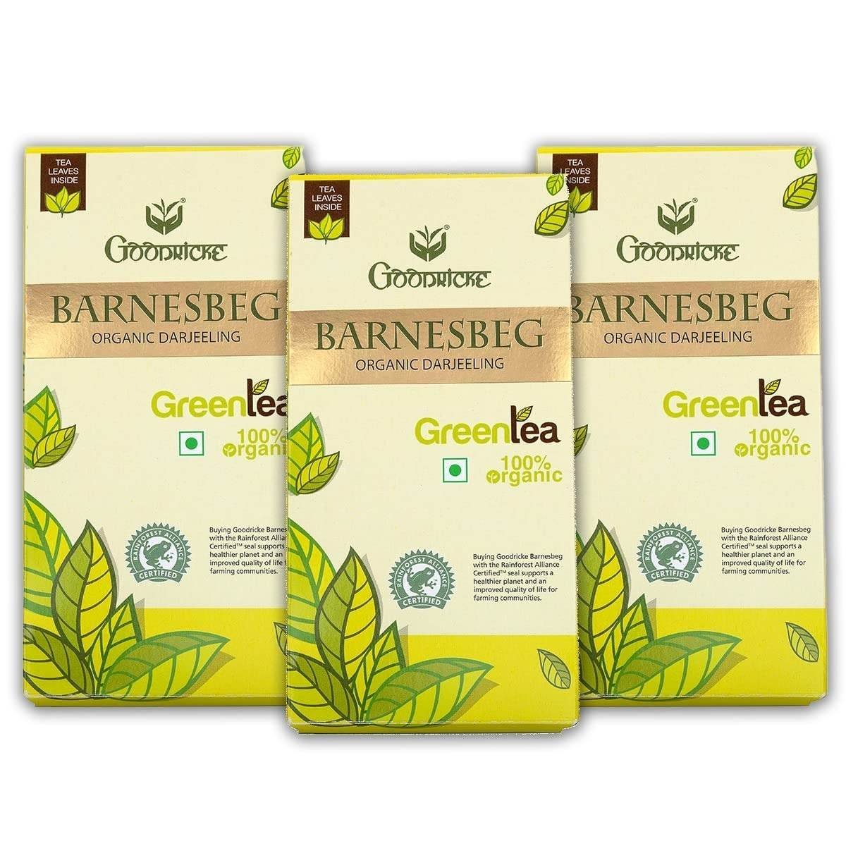 uk71qpCHeeRL-1.jpg GOODRICKE Barnesbeg Organic Darjeeling Green Tea - 100 gm, (Pack of 3) | 100% Pure & Natural | Premium Loose Leaves | Rich Taste & Aroma - Fast UK Delivery - Image 1