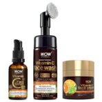 WOW Skin Science Vitamin C Face Ultimate 3 Kit with (Vitamin C Face Wash - Built In Brush + Vitamin C Serum + Vitamin C Face Cream) - 230mL - Fast UK Delivery