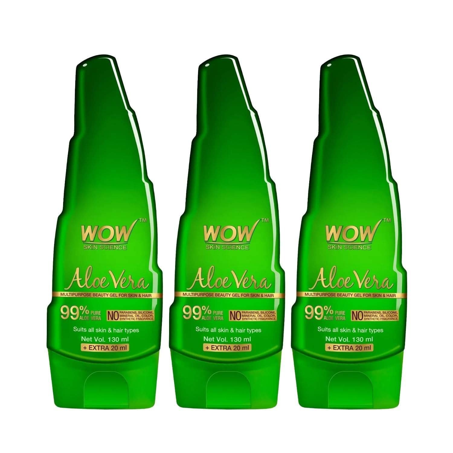 uk71rMyVr6uL-1.jpg WOW Skin Science 99% Pure Aloe Vera Gel for Face, Skin & Hair - 150ml|Ultimate Gel For Glowing Skin|For Both Men and Women|Pack of 3 - Fast UK Delivery - Image 1