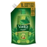 Dabur Vatika Health Shampoo - 1L (Refill Pouch) | With 7 natural ingredients | For Smooth, Shiny & Nourished Hair | Repairs Hair damage, Controls Frizz | For All Hair Types | Goodness of Henna & Amla - Fast UK Delivery