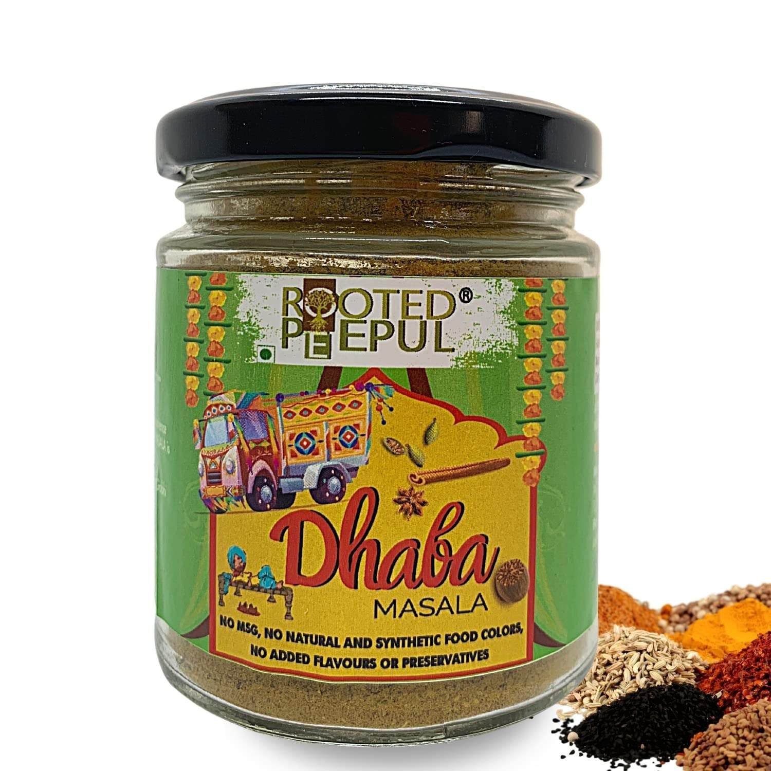 uk71s1VX7YDHL-1-1.jpg Rooted Peepul Dhaba Masala| Special Taste Enhancer for dry dishes | Made with 23 Spices (75 gm) - Fast UK Delivery - Image 1