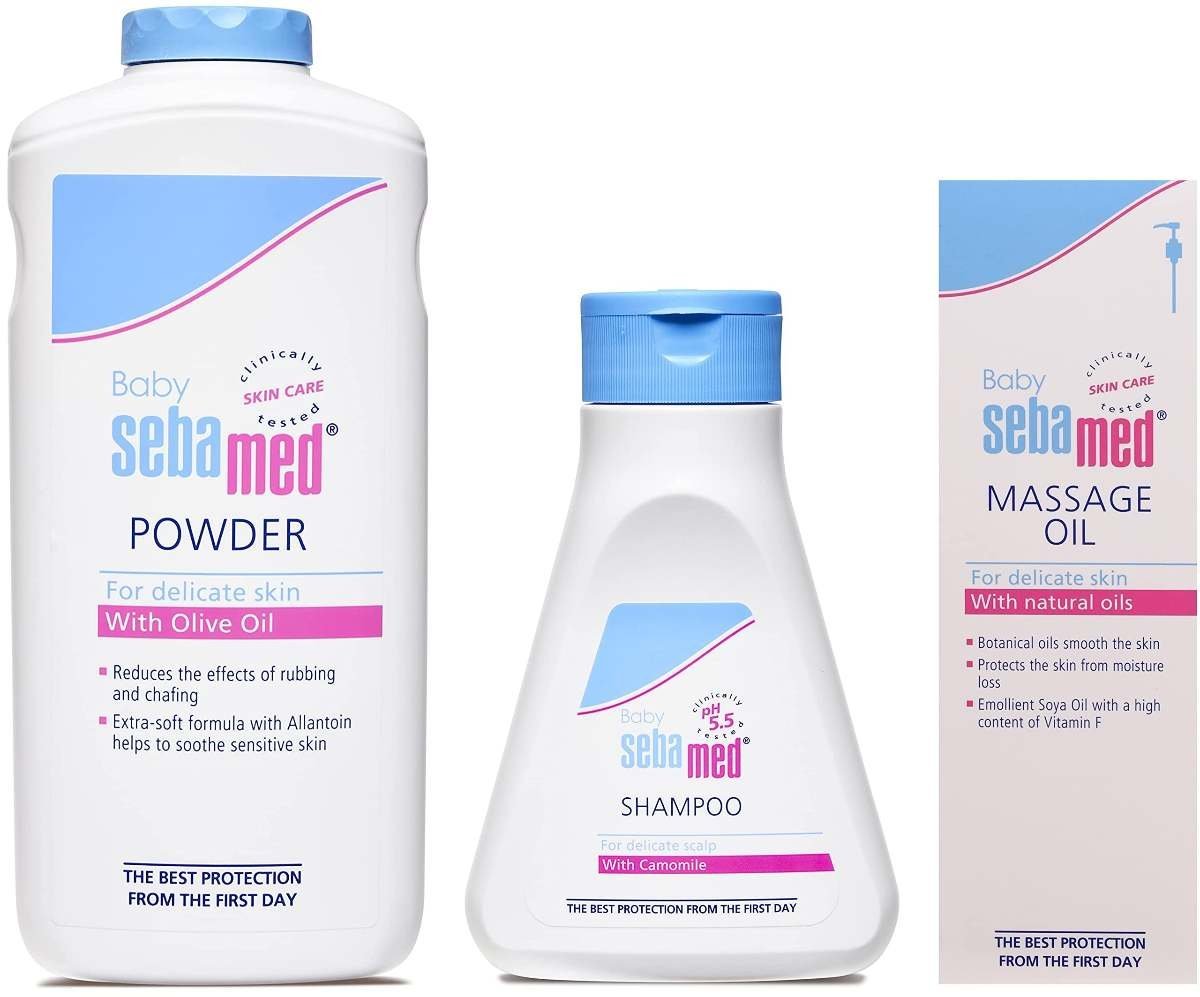 uk71sQZZkurYL-1-1.jpg Sebamed Baby Powder, 200g & Baby (Children) Shampoo 150ml & Baby Massage Oil, 150ml - Fast UK Delivery - Image 1