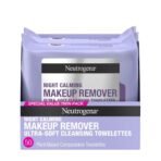 Neutrogena Makeup Remover Night Calming Cleansing Towelettes, Disposable Nighttime Face Wipes to Remove Dirt, Oil & Makeup, 25 ct 2 Pk - Fast UK Delivery