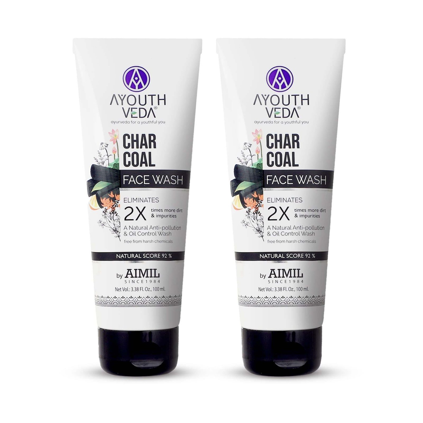uk71tdscs0BGL-1-1.jpg Ayouthveda Activated Charcoal 100 ml Face Wash for Women and Men | Deep Cleansing Anti Pollution Face Wash | Natural Anti-Pollution & Oil Control Cleanser | Deep Cleansing, Detoxifying & Refreshing | Ayurvedic Face Wash for Men & Women | Paraben-Free | Suitable for All Skin Types (Pack Of 2) - Fast UK Delivery - Image 1