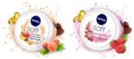 Nivea Soft Light Moisturizer Cream, Playful Peach, With Vitamin E & Jojoba Oil For Face,100 Ml & Nivea Soft Berry Blossom, Light Moisturizer For Face, Hand & Body,With Vitamin E & Jojoba Oil, 100ml - Fast UK Delivery