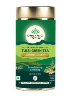 ORGANIC INDIA Tulsi Green Tea Lemon Ginger 100 gm tin, Loose Leaves - Fast UK Delivery