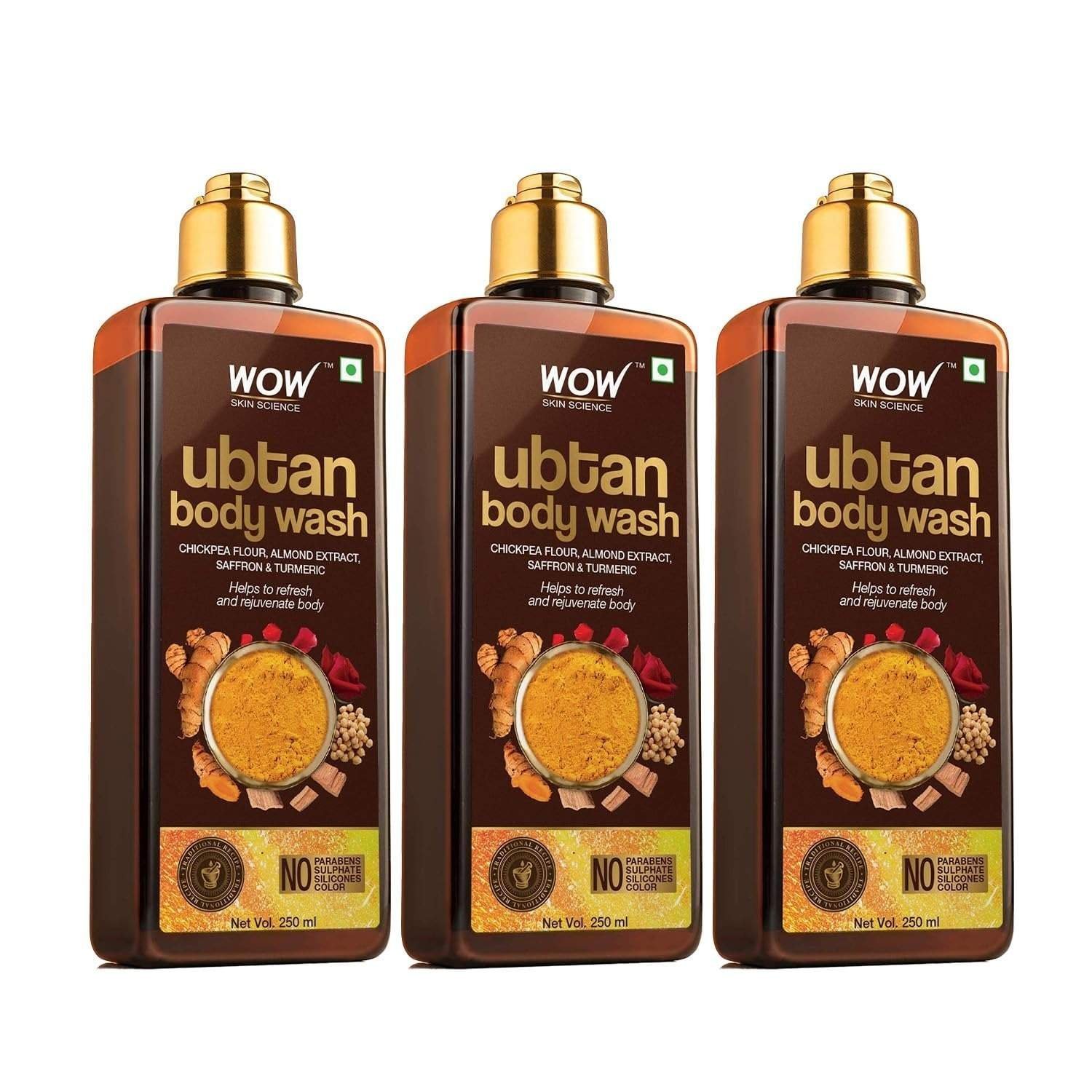 uk71uGhLKXhOL-1-1.jpg WOW Skin Science Ubtan Body Wash|Tan Removal And Glowing Skin|With Chickpea Flour, Almond, Safron & Turmeric Extract|250 Ml|Pack of 3 - Fast UK Delivery - Image 1