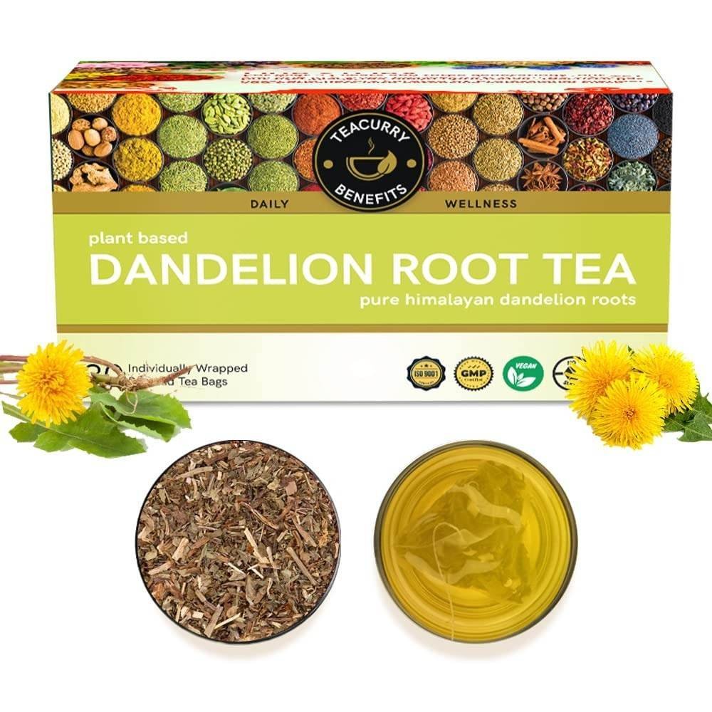 uk71ugfmrFNDL.jpg TEACURRY Dandelion Root Tea (1 Month Pack, 30 Tea Bags) - Helps to detox body and liver - Fast UK Delivery - Image 1