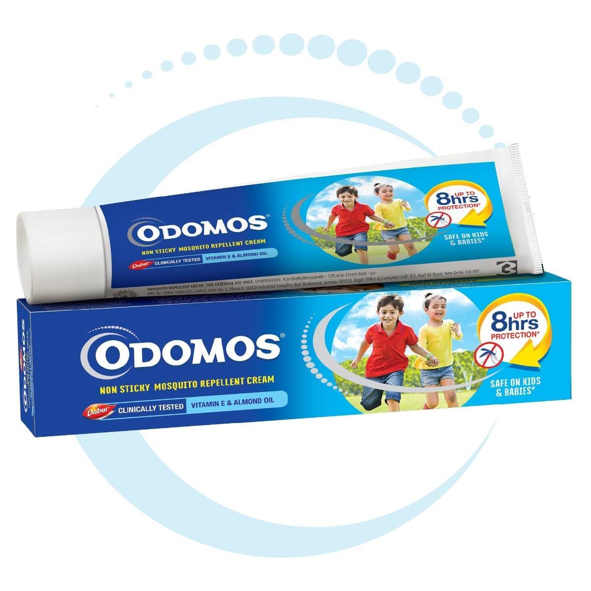 uk71vT1Gfg4-L.jpg DABUR Odomos Non-Sticky Mosquito Repellent Cream With Vitamin E & Almond - 50G, Protection From Mosquitoes, 8 Hours Protection, Protection Against Dengue, Malaria & Chikungunya, Safe On Skin - Fast UK Delivery - Image 1