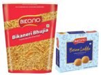 Bikano Bikaneri Bhujia 1 kg & Bikano Besan Laddu Spl, 400 gram box - Fast UK Delivery
