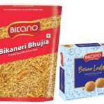 Bikano Bikaneri Bhujia 1 kg & Bikano Besan Laddu Spl, 400 gram box - Fast UK Delivery