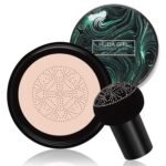 HUDA GIRL BEAUTY 2in1 Korean Foundation & CC Cream with Mushroom Head Brush Sponge- Waterproof, Long-Lasting, Full Coverage, Moisturizing Natural Finish - For Oily & Dry Skin Face Makeup - Fast UK Delivery