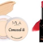 MILA Beaute Pro Matte Lipstick | Creamy Matte Lipstick | Shade - Rekha, 4.2g Conceal It Pot Concealer For Face Makeup | Shade - (Light Ivory, 4g) - Fast UK Delivery