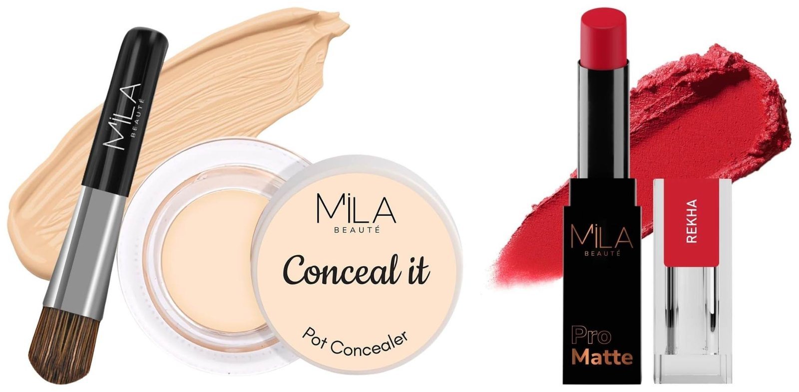 uk71wEVuq50WL-1-1.jpg MILA Beaute Pro Matte Lipstick | Creamy Matte Lipstick | Shade - Rekha, 4.2g Conceal It Pot Concealer For Face Makeup | Shade - (Light Ivory, 4g) - Fast UK Delivery - Image 1