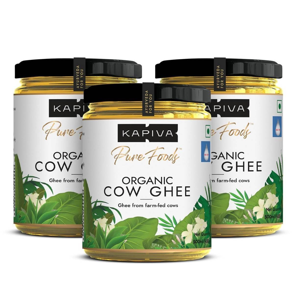 uk71wN1nyftL-1.jpg Kapiva 100% Organic Ghee - Good Fats for Healthy Heart, Keto Diet Friendly, 500 ML - Super Save Pack of 3 - Fast UK Delivery - Image 1
